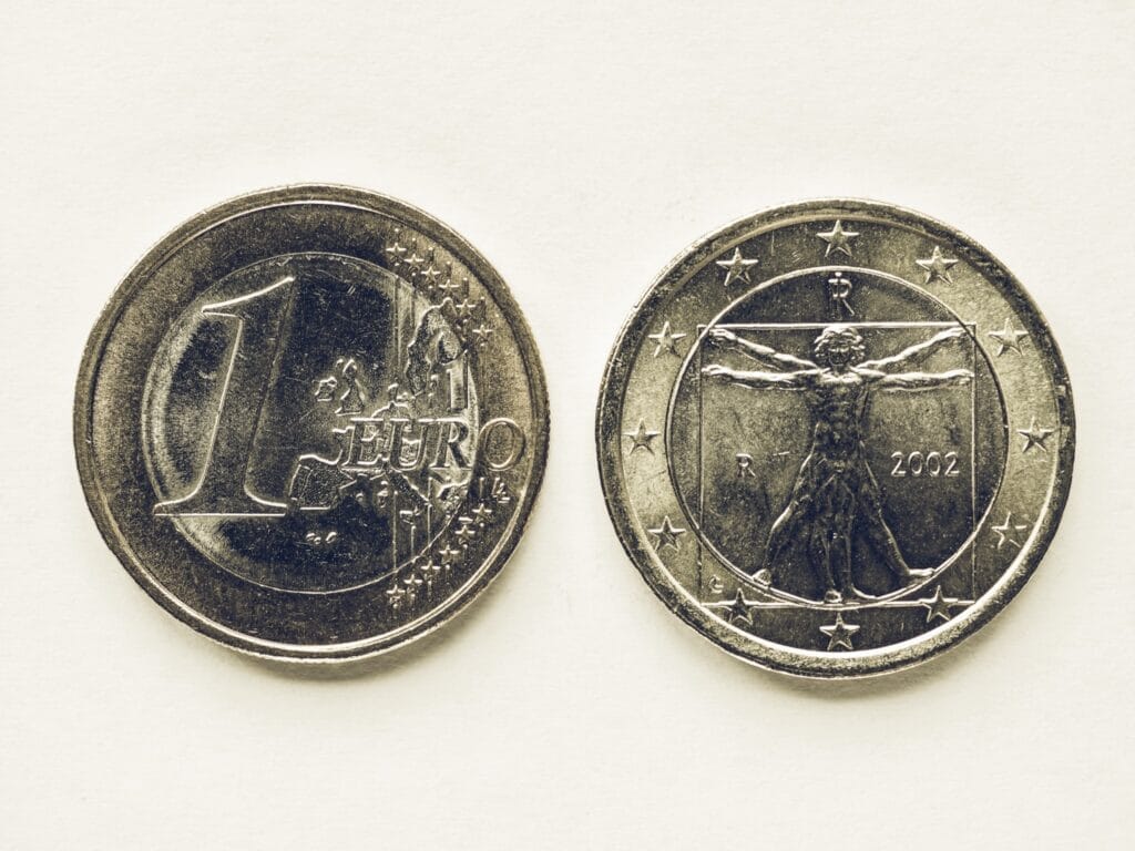 The Euro Coin is the money in Italy. This one has the Vitruvian Man by Da Vinci on the back side.