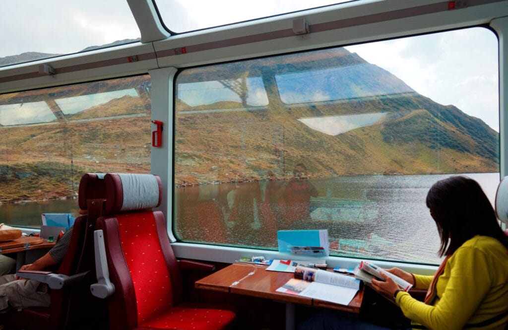 Compared to a rental car, Train travel allows you to relax as you change cities.